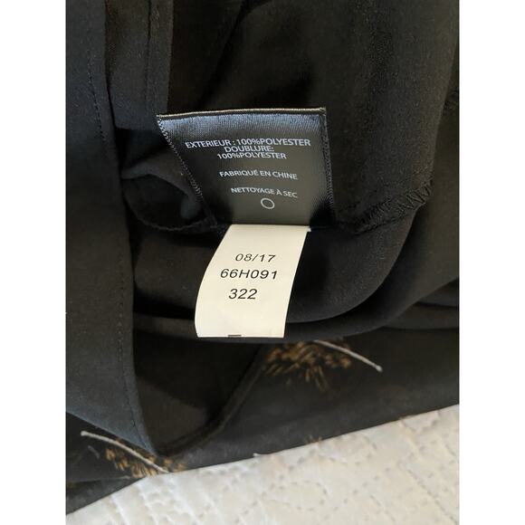 Sam Edelman Sz 10 Blk Chiffon Keyhole Lined Sheath Feather Ptn Sheer Slv Dress - Picture 8 of 14